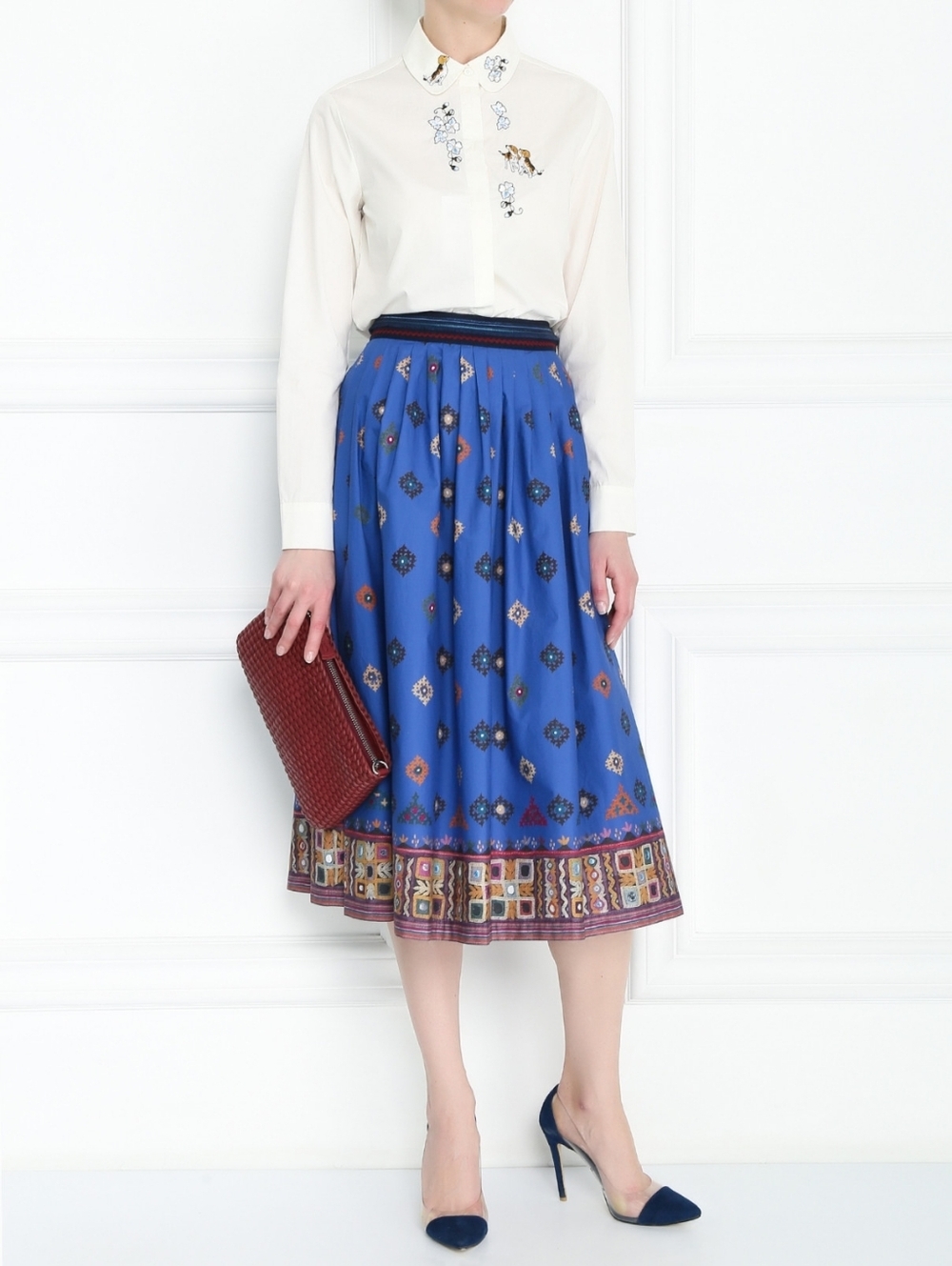Weekend Max Mara Patterned cotton Midi Skirt